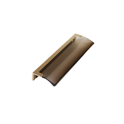 Schaub Positano 5-1/16" C-C Edge Pull in Signature Satin Brass with Smoke Glass