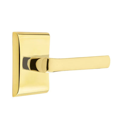 Emtek Spencer Lever with Neos Rosette in Unlacquered Brass