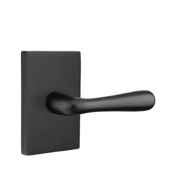 Emtek Basel Lever with Modern Rectangular Rosette in Flat Black