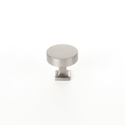 Schaub Haniburton 1-1/4" Round Knob with Square Base in Satin Nickel