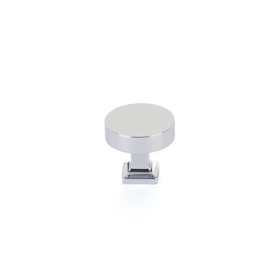 Schaub Haniburton 1-1/4" Round Knob with Square Base in Polished Chrome
