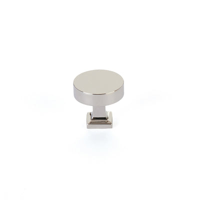 Schaub Haniburton 1-1/4" Round Knob with Square Base in Polished Nickel