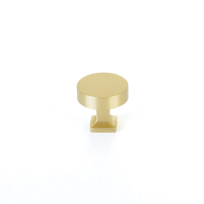 Schaub Haniburton 1-1/4" Round Knob with Square Base in Satin Brass