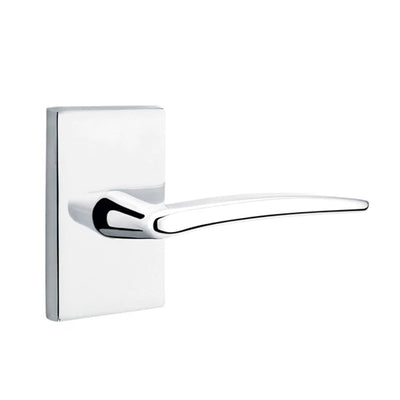 Emtek Poseidon Lever with Modern Rectangular Rosette in Polished Chrome
