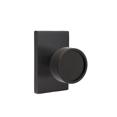 Emtek Verve Knob with Modern Rectangular Rosette in Oil Rubbed Bronze