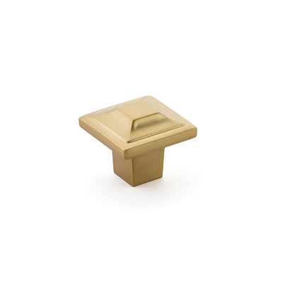Schaub Menlo Park 1-1/4" Square Knob in Signature Satin Brass