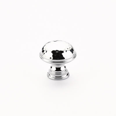 Schaub Atherton 1-1/4" Hammered Plain Edges Knob in Polished Chrome