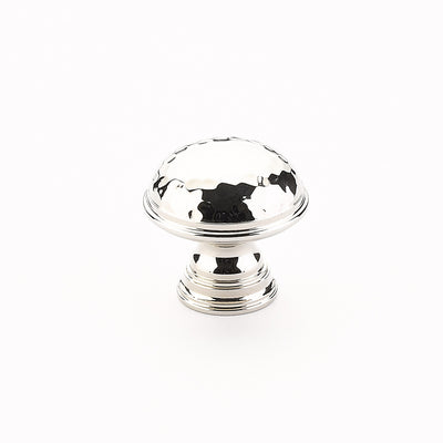 Schaub Atherton 1-1/4" Hammered Plain Edges Knob in Polished Nickel