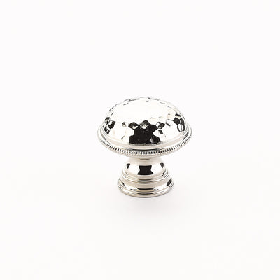 Schaub Atherton 1-1/4" Hammered Knurled Edges Knob in Polished Nickel