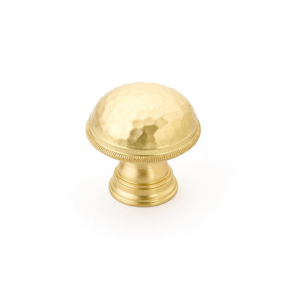 Schaub Atherton 1-1/4" Hammered Knurled Edges Knob in Satin Brass