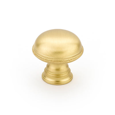 Schaub Atherton 1-1/4" Plain Knurled Edges Knob in Satin Brass