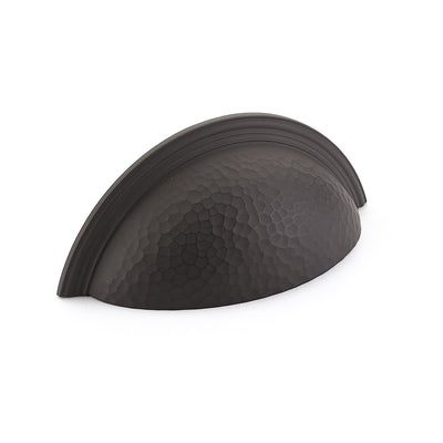 Schaub Atherton 3" C-C Hammered Plain Edges Cup Pull in Oil Rubbed Bronze