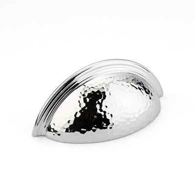 Schaub Atherton 3" C-C Hammered Plain Edges Cup Pull in Polished Chrome