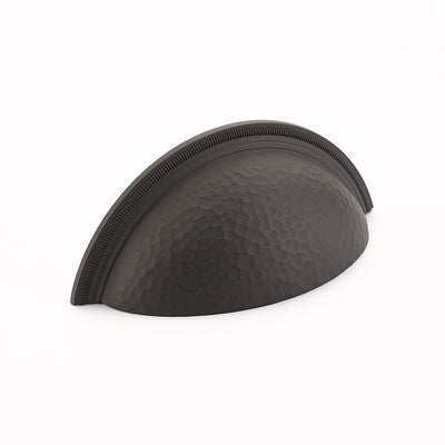 Schaub Atherton 3" C-C Hammered Knurled Edges Cup Pull in Oil Rubbed Bronze
