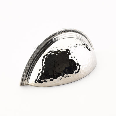 Schaub Atherton 3" C-C Hammered Knurled Edges Cup Pull in Polished Nickel