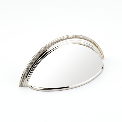 Schaub Atherton 3" C-C Plain Surface Knurled Edges Cup Pull in Polished Nickel