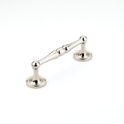 Schaub Atherton 4" C-C Pull, Knurled Footplate in Polished Nickel