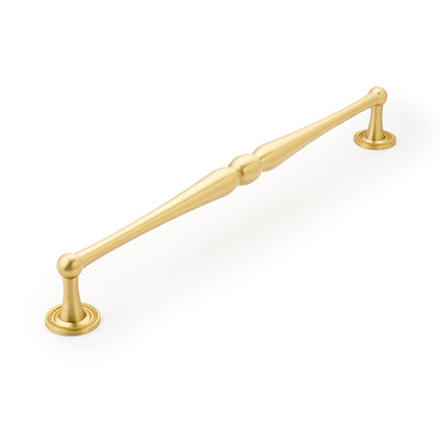 Schaub Atherton 15" C-C Appliance Pull, Knurled Footplate in Satin Brass