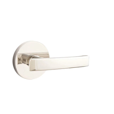 Emtek Geneva Lever with Disk Rosette in Polished Nickel