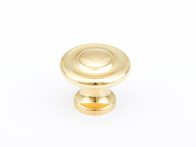 Schaub Traditional Knobs 1-1/4" Stepped Round Knob in Polished Brass
