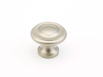 Schaub Traditional Knobs 1-1/4" Stepped Round Knob in Satin Nickel