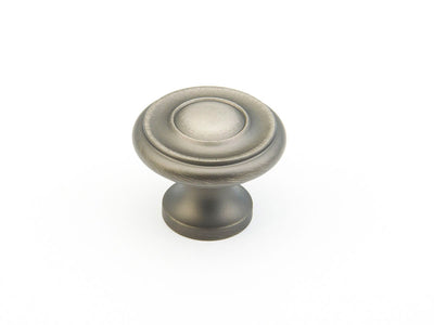 Schaub Traditional Knobs 1-1/4" Stepped Round Knob in Antique Nickel