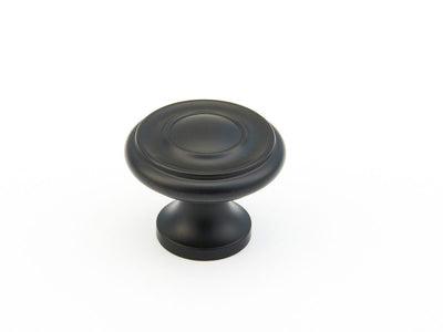 Schaub Traditional Knobs 1-1/4" Stepped Round Knob in Flat Black