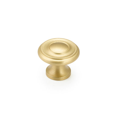 Schaub Traditional Knobs 1-1/4" Stepped Round Knob in Satin Brass