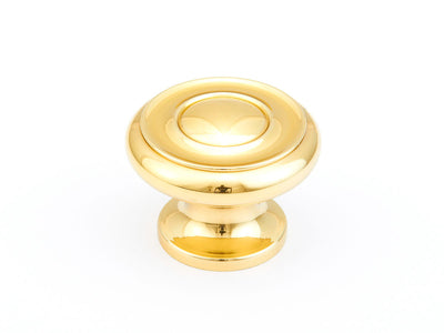 Schaub Traditional Knobs 1-1/2" Stepped Round Knob in Polished Brass