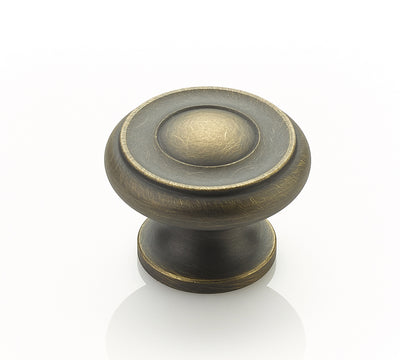 Schaub Traditional Knobs 1-1/2" Stepped Round Knob in Antique Light Brass
