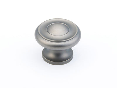 Schaub Traditional Knobs 1-1/2" Stepped Round Knob in Antique Nickel