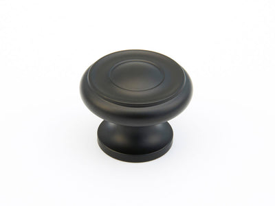 Schaub Traditional Knobs 1-1/2" Stepped Round Knob in Flat Black