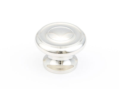 Schaub Traditional Knobs 1-1/2" Stepped Round Knob in Polished Nickel