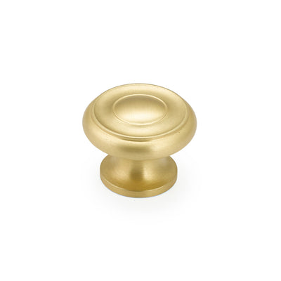 Schaub Traditional Knobs 1-1/2" Stepped Round Knob in Satin Brass