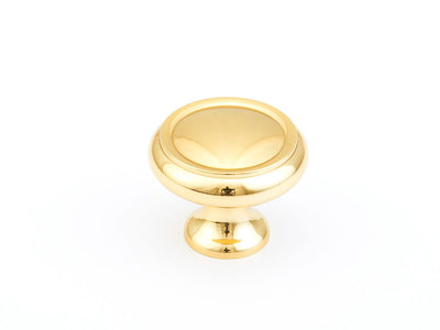 Schaub Traditional Knobs 1-1/4" Rimmed Round Knob in Polished Brass
