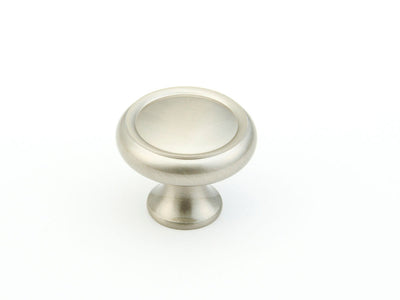 Schaub Traditional Knobs 1-1/4" Rimmed Round Knob in Satin Nickel