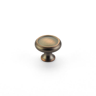 Schaub Traditional Knobs 1-1/4" Rimmed Round Knob in Aurora Bronze