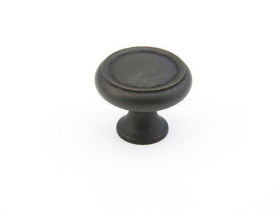 Schaub Traditional Knobs 1-1/4" Rimmed Round Knob in Distressed Bronze