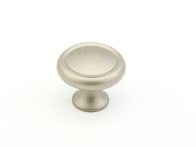 Schaub Traditional Knobs 1-1/4" Rimmed Round Knob in Distressed Nickel