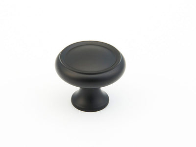 Schaub Traditional Knobs 1-1/4" Rimmed Round Knob in Flat Black