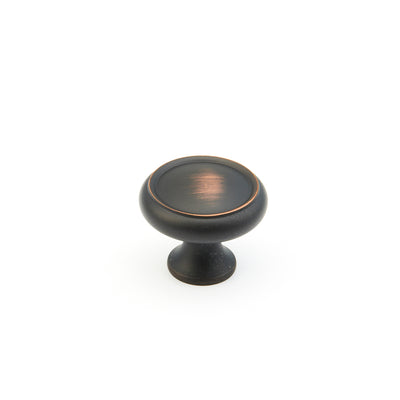 Schaub Traditional Knobs 1-1/4" Rimmed Round Knob in Michelangelo Bronze
