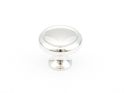 Schaub Traditional Knobs 1-1/4" Rimmed Round Knob in Polished Nickel