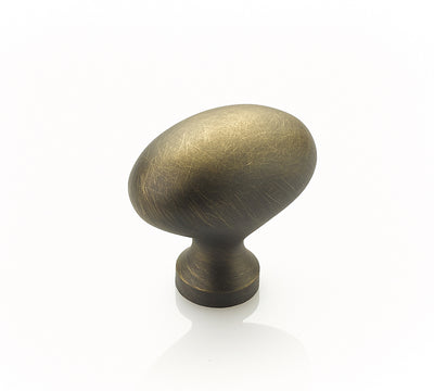 Schaub Traditional Knobs 1-3/8" Oval Knob in Antique Light Brass