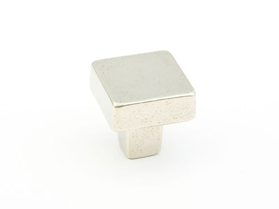 Schaub Vinci 1-1/4" Square Knob in Polished White Bronze