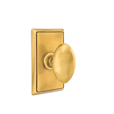 Emtek Egg Knob with Rectangular Rosette in French Antique