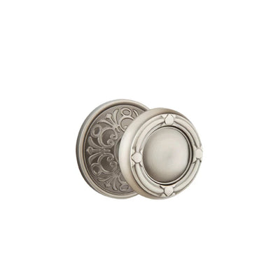 Emtek Ribbon & Reed Knob with Lancaster Rosette in Pewter