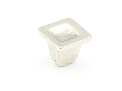 Schaub Vinci 1-1/4" Concave Square Knob in Polished White Bronze