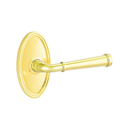 Emtek Merrimack Lever with Oval Rosette in Unlacquered Brass