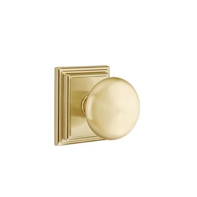 Emtek Providence Knob with Wilshire Rosette in Satin Brass