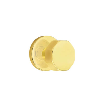 Emtek Octagon Knob with Disk Rosette in Unlacquered Brass